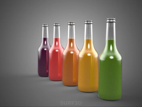 COLORFUL CLEAR FRESH FRUIT JUICE LIQUID BOTTLE DRINK BEVERAGE 3D Model