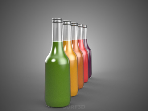 KLEURRIJKE HELDERE VERS FRUITSAP VLOEISTOF FLES DRINKEN DRANK 3D Model