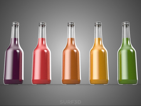 KLEURRIJKE HELDERE VERS FRUITSAP VLOEISTOF FLES DRINKEN DRANK 3D Model