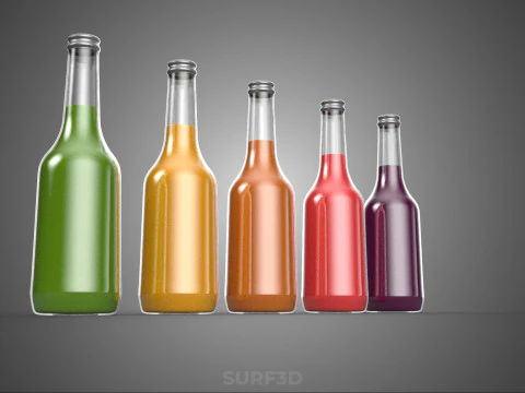 COLORFUL CLEAR FRESH FRUIT JUICE LIQUID BOTTLE DRINK BEVERAGE 3D Model