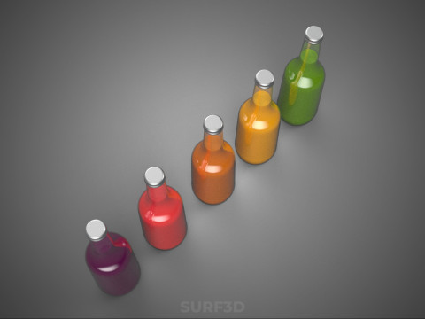 KLEURRIJKE HELDERE VERS FRUITSAP VLOEISTOF FLES DRINKEN DRANK 3D Model