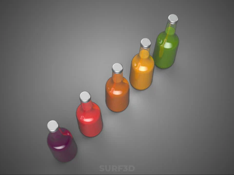 COLORFUL CLEAR FRESH FRUIT JUICE LIQUID BOTTLE DRINK BEVERAGE 3D Model