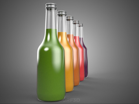 KLEURRIJKE HELDERE VERS FRUITSAP VLOEISTOF FLES DRINKEN DRANK 3D Model