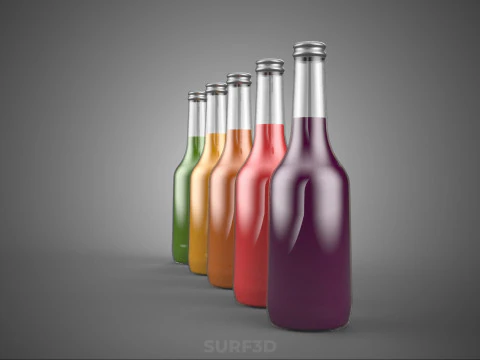 COLORFUL CLEAR FRESH FRUIT JUICE LIQUID BOTTLE DRINK BEVERAGE 3D Model