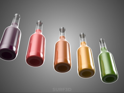 KLEURRIJKE HELDERE VERS FRUITSAP VLOEISTOF FLES DRINKEN DRANK 3D Model