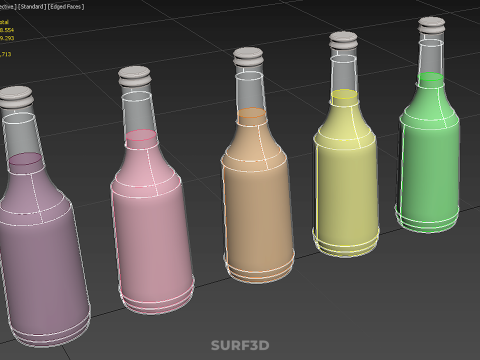 KLEURRIJKE HELDERE VERS FRUITSAP VLOEISTOF FLES DRINKEN DRANK 3D Model