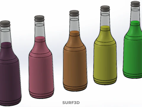 COLORFUL CLEAR FRESH FRUIT JUICE LIQUID BOTTLE DRINK BEVERAGE 3D Model