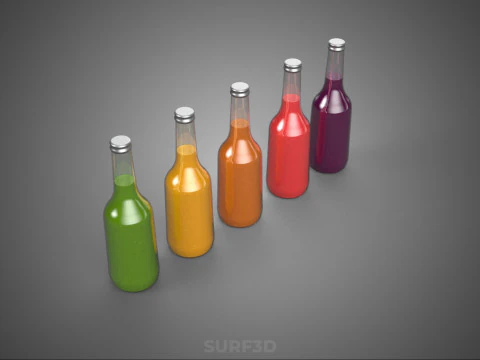 SUCCHI NATURALI DI FRUTTA VERDURA BOTTIGLIE LIQUIDO FRESCO SANO PACK Modello 3D