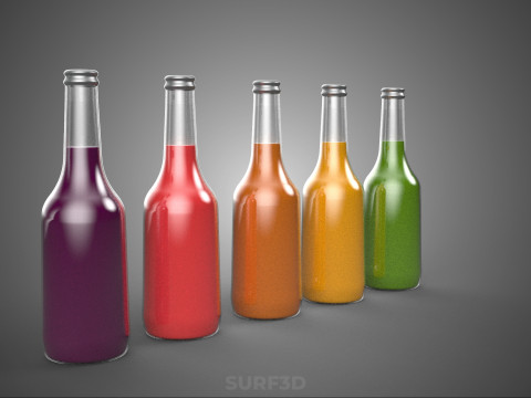 ZUMOS DE FRUTAS Y VERDURAS NATURALES BOTELLAS LIQUIDO FRESCO SALUDABLE PACK Modelo 3D