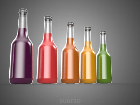 SUCCHI NATURALI DI FRUTTA VERDURA BOTTIGLIE LIQUIDO FRESCO SANO PACK Modello 3D