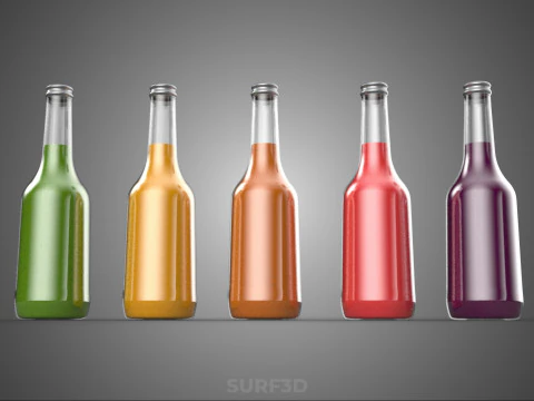 SUCCHI NATURALI DI FRUTTA VERDURA BOTTIGLIE LIQUIDO FRESCO SANO PACK Modello 3D