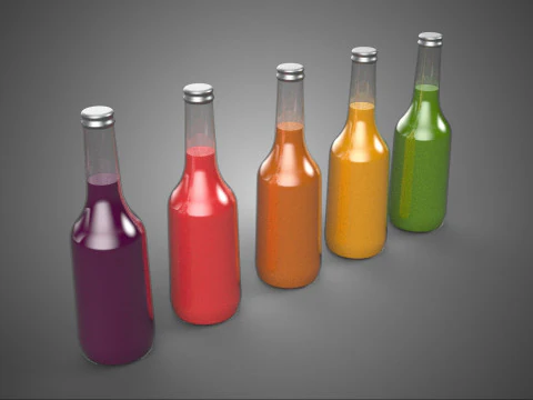 SUCCHI NATURALI DI FRUTTA VERDURA BOTTIGLIE LIQUIDO FRESCO SANO PACK Modello 3D