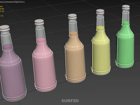 SUCCHI NATURALI DI FRUTTA VERDURA BOTTIGLIE LIQUIDO FRESCO SANO PACK Modello 3D