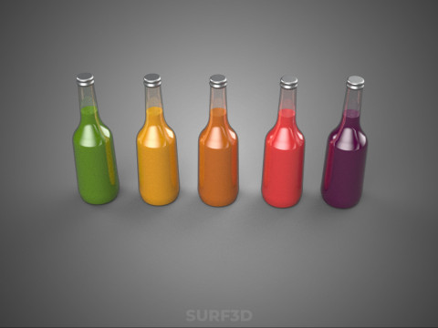 BOTELLA DE CRISTAL DE JUGO DE VERDURAS DE FRUTAS MIXTAS COLECCIÓN DE VEGETALES DE CULTIVO Modelo 3D