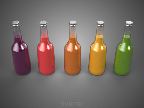 BOTELLA DE CRISTAL DE JUGO DE VERDURAS DE FRUTAS MIXTAS COLECCIÓN DE VEGETALES DE CULTIVO Modelo 3D