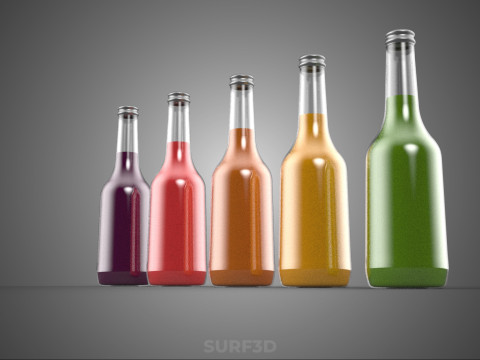 BOTELLA DE CRISTAL DE JUGO DE VERDURAS DE FRUTAS MIXTAS COLECCIÓN DE VEGETALES DE CULTIVO Modelo 3D