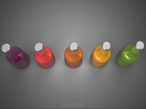 BOTELLA DE CRISTAL DE JUGO DE VERDURAS DE FRUTAS MIXTAS COLECCIÓN DE VEGETALES DE CULTIVO Modelo 3D