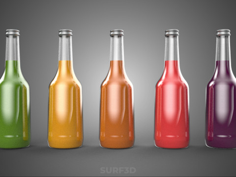 BOTELLA DE CRISTAL DE JUGO DE VERDURAS DE FRUTAS MIXTAS COLECCIÓN DE VEGETALES DE CULTIVO Modelo 3D