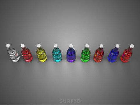 BUNTE SODA POP kohlensäurehaltige Glasflasche, Erfrischungsgetränk, kohlensäurehaltig, süß 3D Modell