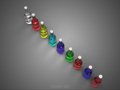 BUNTE SODA POP kohlensäurehaltige Glasflasche, Erfrischungsgetränk, kohlensäurehaltig, süß 3D Modell