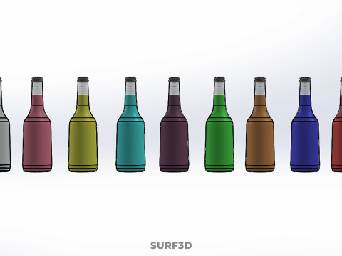 BUNTE SODA POP kohlensäurehaltige Glasflasche, Erfrischungsgetränk, kohlensäurehaltig, süß 3D Modell