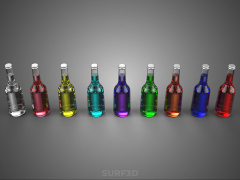 BOTOL CAIR MINUMAN SODA Sparkling RASA BUAH PELANGI Model 3D