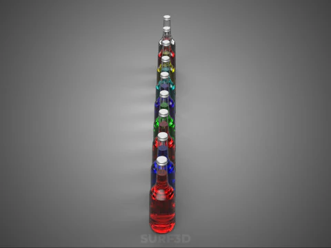 RAINBOW FRUIT ESSENCE FLAVOR SPARKLING SODA DRINK LIQUID BOTTLES 3D Model