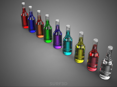 BOTOL CAIR MINUMAN SODA Sparkling RASA BUAH PELANGI Model 3D