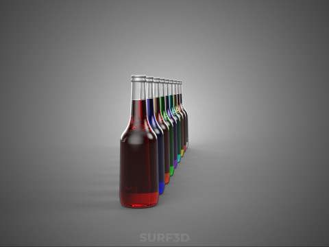 BOTOL CAIR MINUMAN SODA Sparkling RASA BUAH PELANGI Model 3D