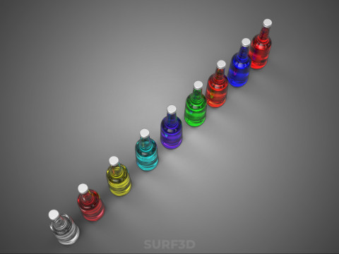 BOTOL CAIR MINUMAN SODA Sparkling RASA BUAH PELANGI Model 3D