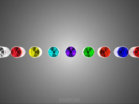 RAINBOW FRUIT ESSENCE FLAVOR SPARKLING SODA DRINK LIQUID BOTTLES 3D Model