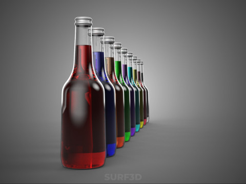 BOTOL CAIR MINUMAN SODA Sparkling RASA BUAH PELANGI Model 3D