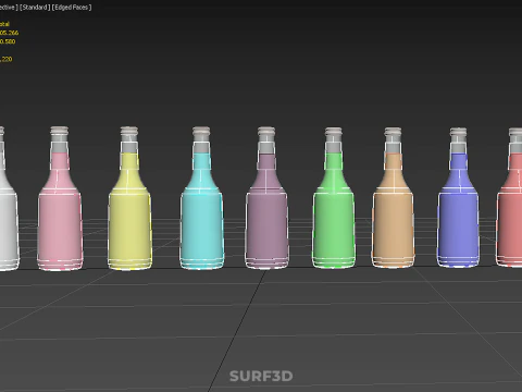 RAINBOW FRUIT ESSENCE FLAVOR SPARKLING SODA DRINK LIQUID BOTTLES 3D Model