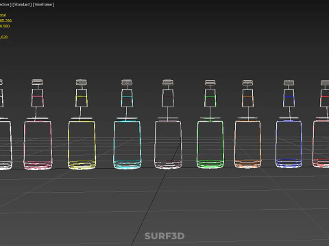 RAINBOW FRUIT ESSENCE FLAVOR SPARKLING SODA DRINK LIQUID BOTTLES 3D Model