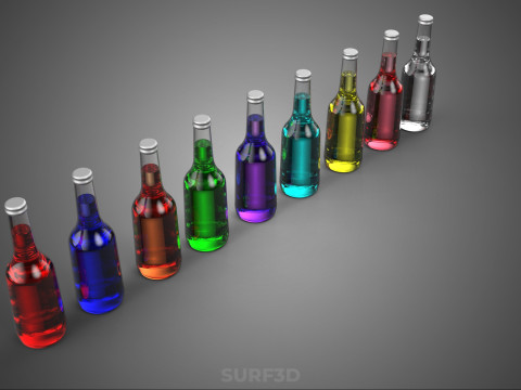 BEBIDA SIN ALCOHOL CERO BEBIDA LÍQUIDA BOTELLA DE CRISTAL Modelo 3D