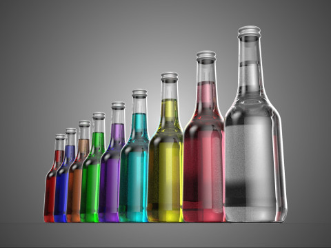 BEBIDA SIN ALCOHOL CERO BEBIDA LÍQUIDA BOTELLA DE CRISTAL Modelo 3D