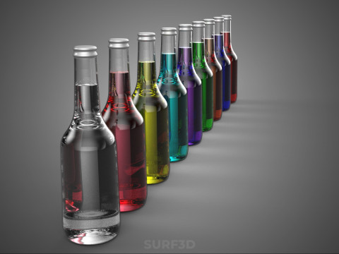 BEBIDA SIN ALCOHOL CERO BEBIDA LÍQUIDA BOTELLA DE CRISTAL Modelo 3D