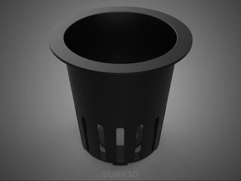 BLACK PLASTIC NET POT GROWTH MESH CUP BASKET ROOT HYDROPONIC DWC 3D Model