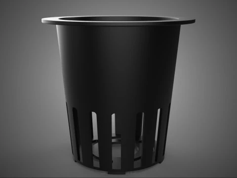 BLACK PLASTIC NET POT GROWTH MESH CUP BASKET ROOT HYDROPONIC DWC 3D Model