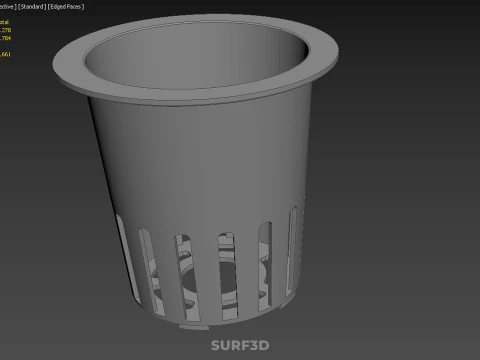 BLACK PLASTIC NET POT GROWTH MESH CUP BASKET ROOT HYDROPONIC DWC 3D Model