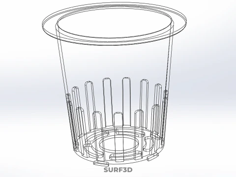 BLACK PLASTIC NET POT GROWTH MESH CUP BASKET ROOT HYDROPONIC DWC 3D Model