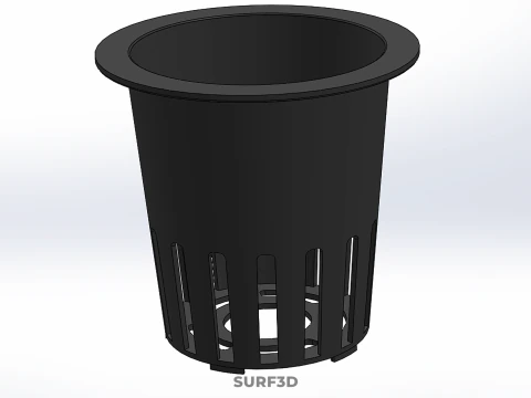 BLACK PLASTIC NET POT GROWTH MESH CUP BASKET ROOT HYDROPONIC DWC 3D Model