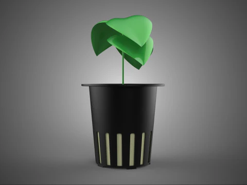 PLANT HYDROPONIC NET POT CUP MESH MEDIUM ROCKWOOL FOAM SPONGE PU 3D Model