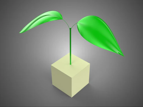 CUBIC CUBE BLOCK SPONGE MEDIUM HYDROPONIC SEEDLING A SMALL PLANT 3D Model