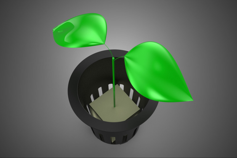 अंकुर मिट्टी मुक्त मिट्टी रहित हाइड्रोपोनिक नेट पॉट कप युवा पौधा 3D मॉडल .c4d .max .obj .3ds .fbx .stl .blend