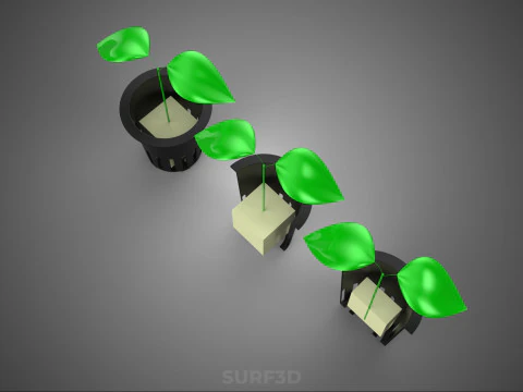 PLUG DE ESPUMA DE L&Atilde; DE ROCHA DE ESPONJA DE CUBO PADR&Atilde;O M&Eacute;DIO EM POTE DE REDE DE PLANTA Modelo 3D