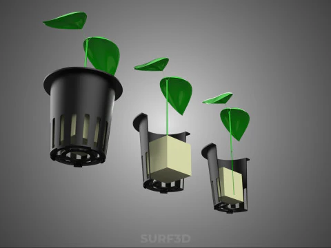 PLUG DE ESPUMA DE L&Atilde; DE ROCHA DE ESPONJA DE CUBO PADR&Atilde;O M&Eacute;DIO EM POTE DE REDE DE PLANTA Modelo 3D