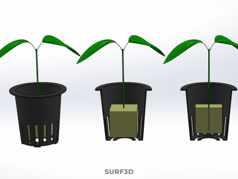 PLUG DE ESPUMA DE L&Atilde; DE ROCHA DE ESPONJA DE CUBO PADR&Atilde;O M&Eacute;DIO EM POTE DE REDE DE PLANTA Modelo 3D
