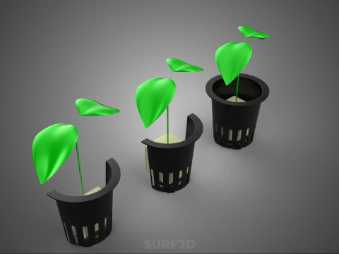 CROSS SECTION NET POT ROCKWOOL SPONGE FOAM CUBE PLANT CROP SEED 3D Model