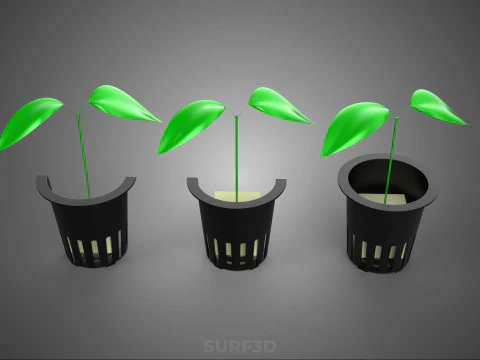 CROSS SECTION NET POT ROCKWOOL SPONGE FOAM CUBE PLANT CROP SEED 3D Model